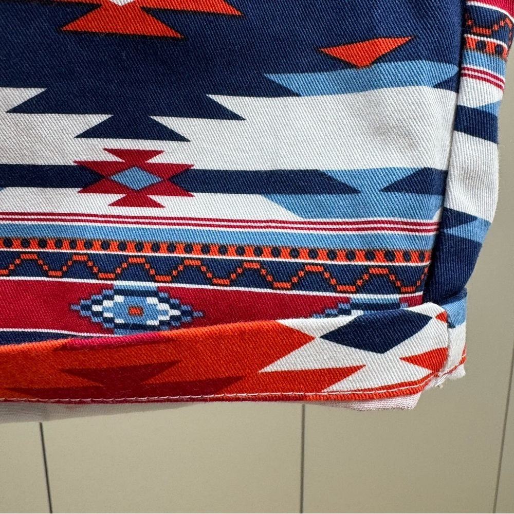 Forever 21 Men's Tribal Pattern Swim Shorts - Red and Blue - Picture 4 of 7